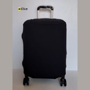 Funda para maleta negra de lycra elástica vista frontal.